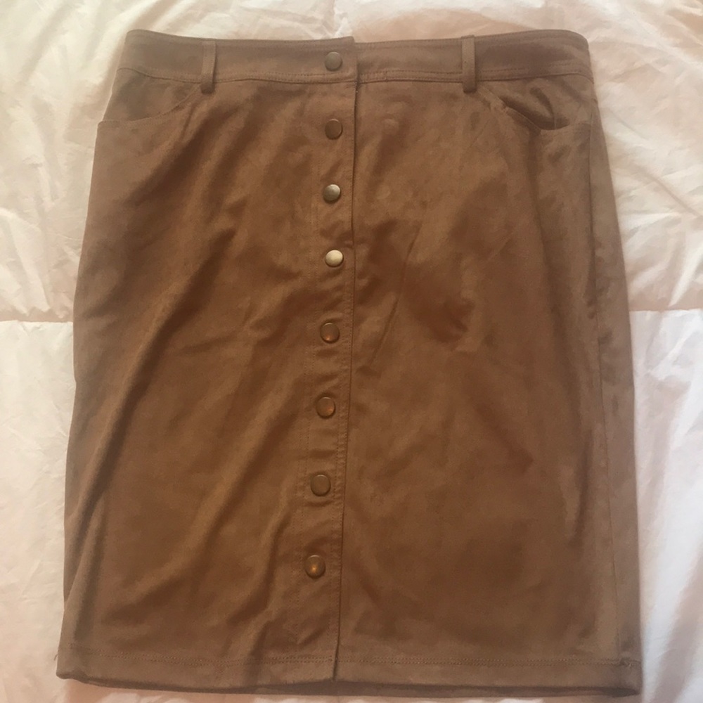 forever 21 plus sz faux suede brown skirt